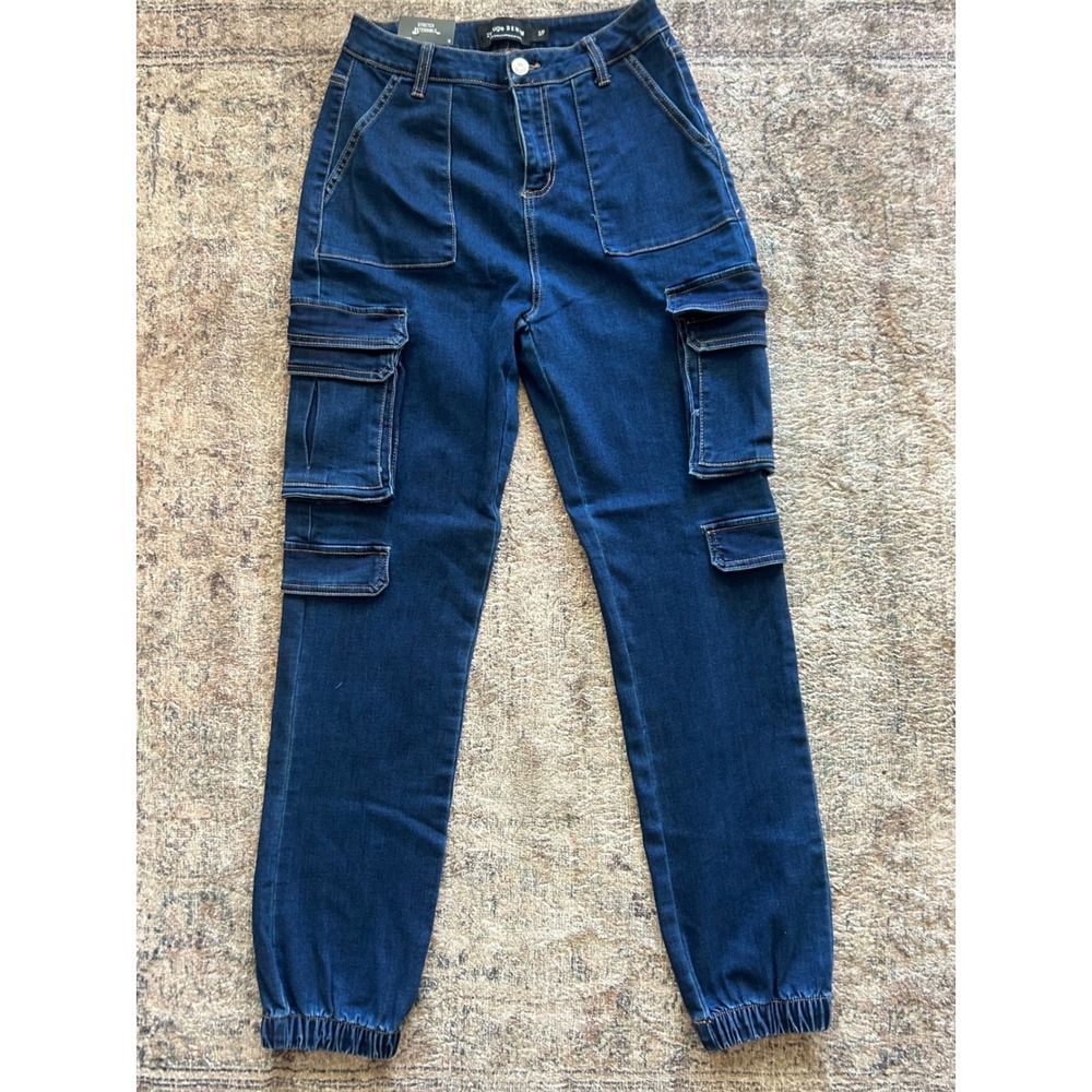 Refuge Denim Cargo Joggers Womens S Blue NWT Stretch High Rise Utility Pants